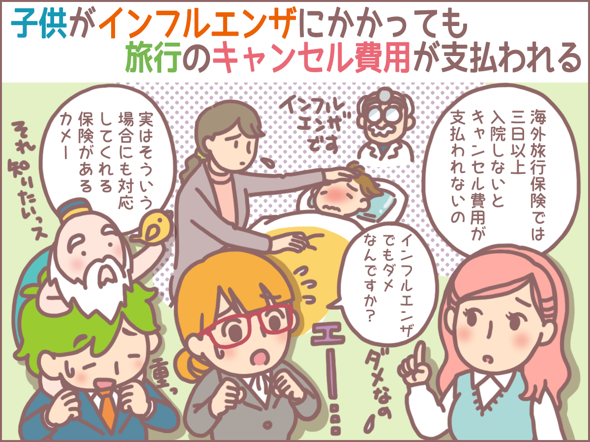 子供がインフルエンザにかかっても旅行のキャンセル費用が支払われる